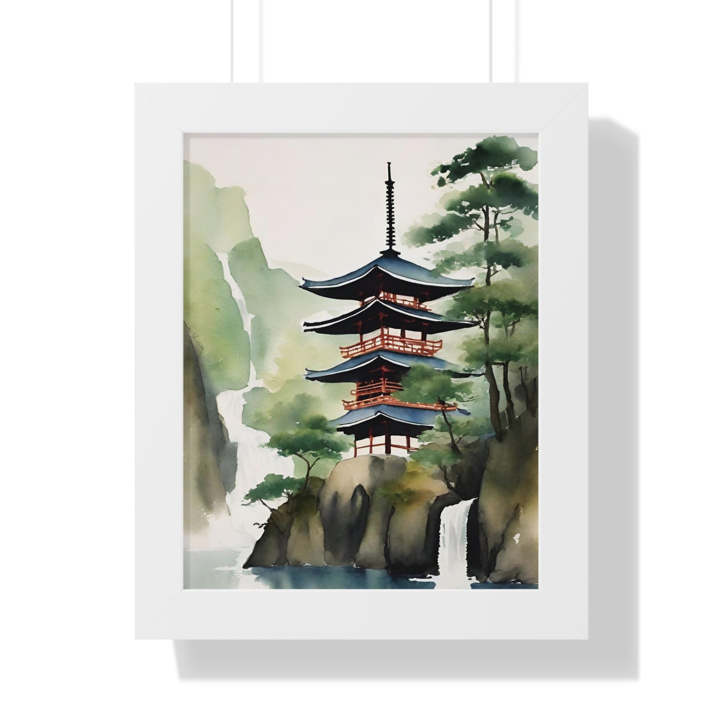 Japanese Waterfall Poster (Includes Frame)
