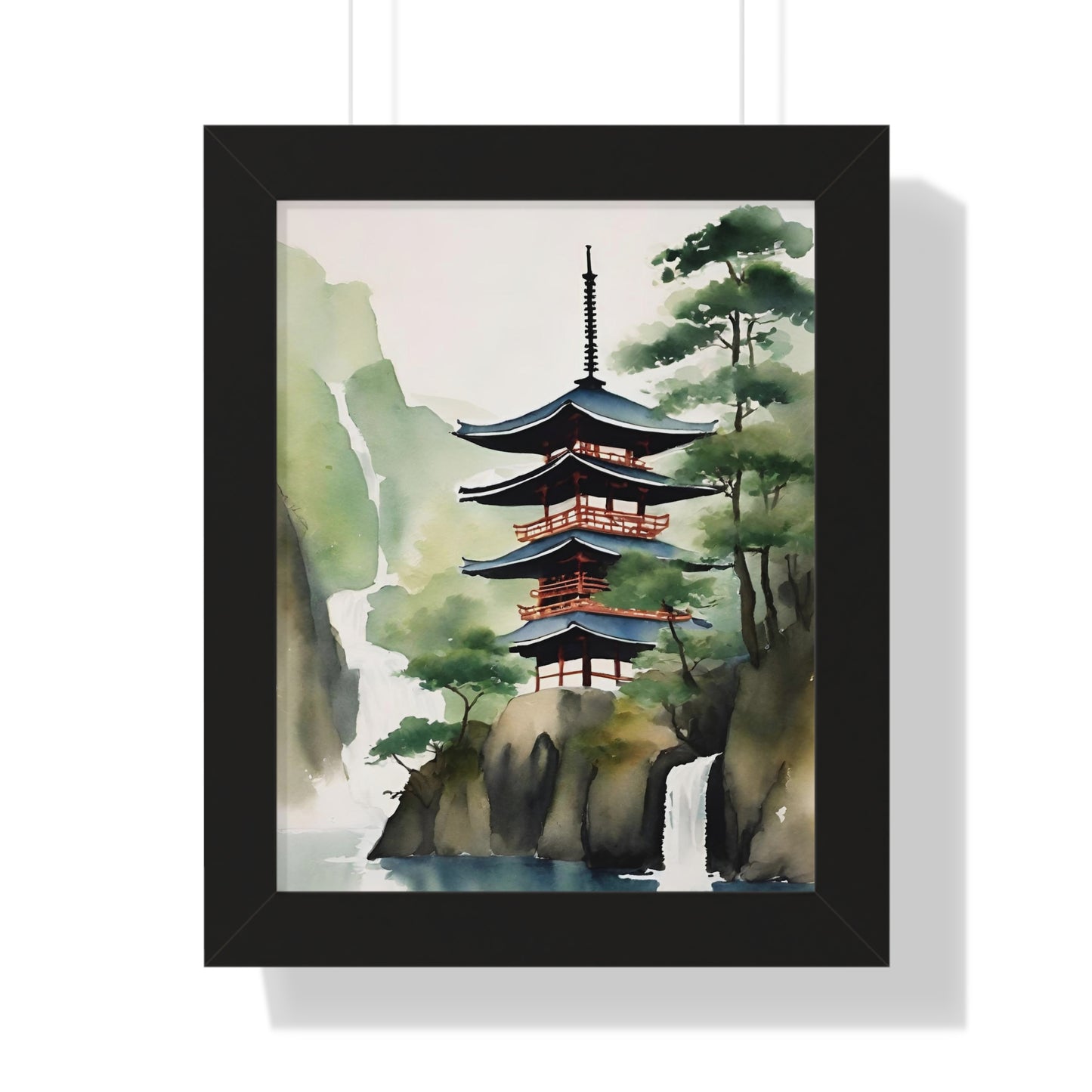 Japanese Waterfall Poster (Includes Frame)